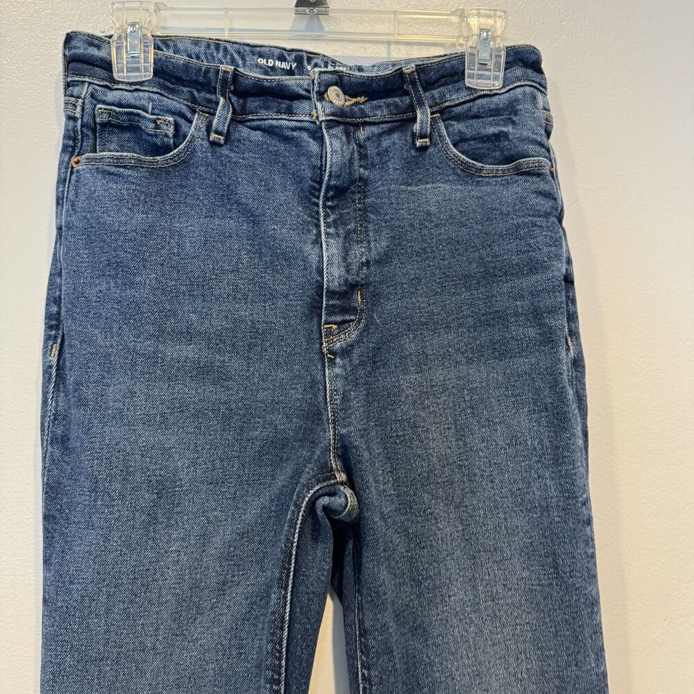 Old Navy High Rise Flare Jeans Medium Blue Wash Stretch 70s Retro Women sz 6 - Picture 7 of 9